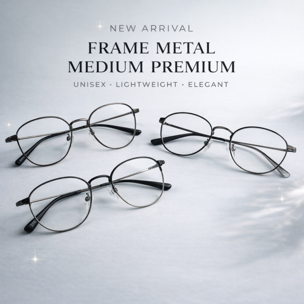 Frame Kacamata Metal Medium Premium Unisex – Ringan, Nyaman & Stylish