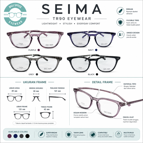 SEIMA TR90 Eyewear – Ringan, Stylish & Nyaman Seharian