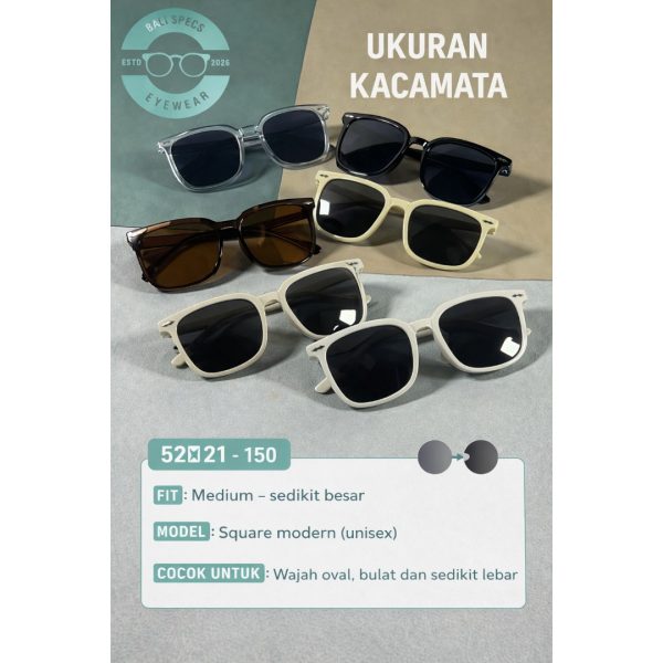 Kacamata Sunglass Square Modern Unisex – Frame Premium Medium