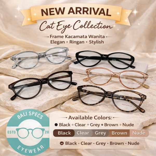 Frame Kacamata Cat Eye Plastik Premium – Ringan & Stylish