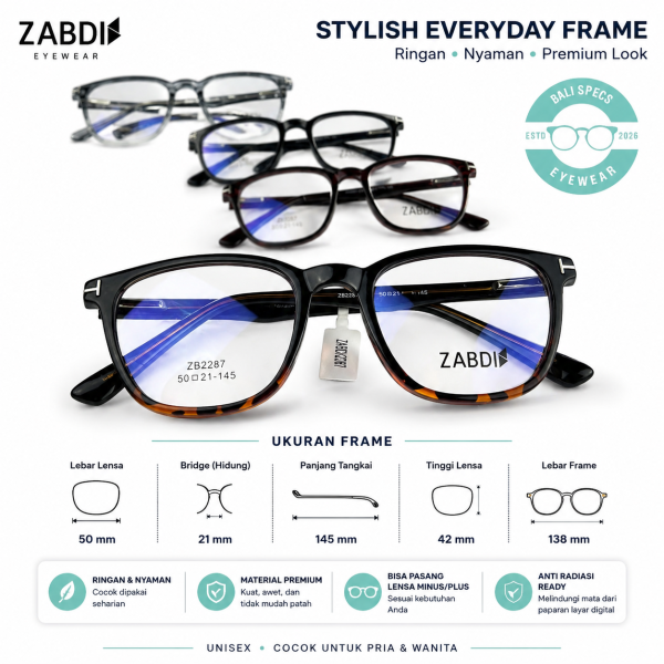 Kacamata Frame Premium ZABDI – Stylish, Ringan & Nyaman Seharian
