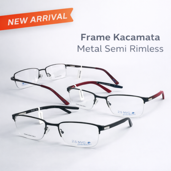 Frame Kacamata Metal Semi Rimless