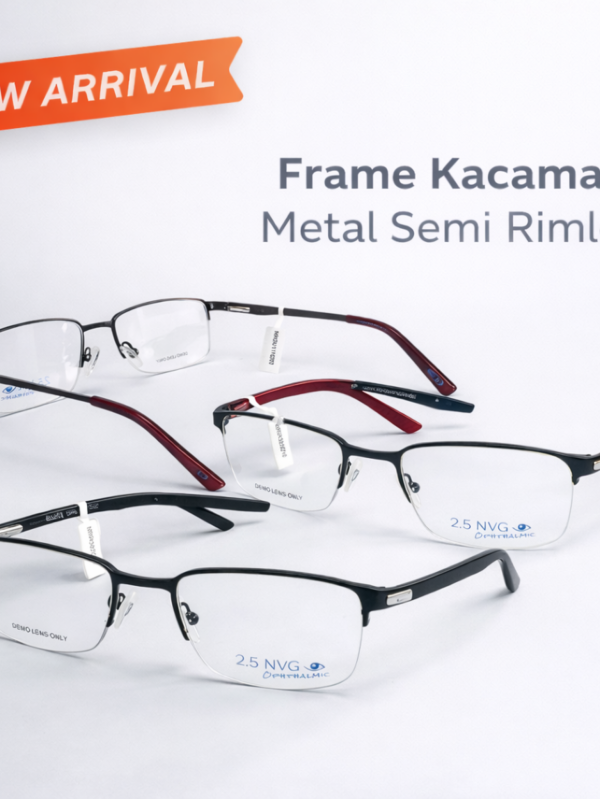 Frame Kacamata Metal Semi Rimless