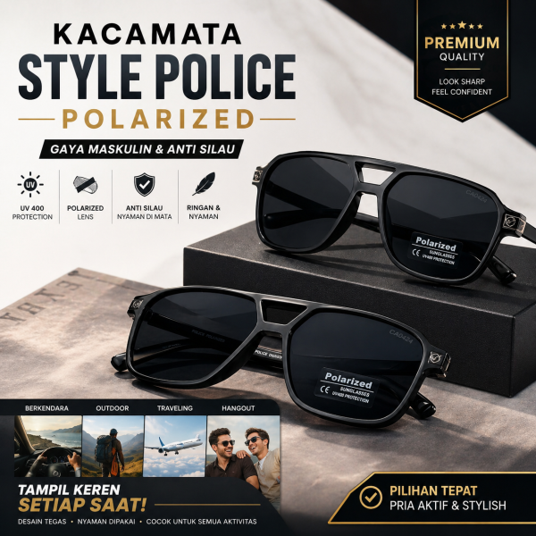 Kacamata Style Police Polarized – Gaya Maskulin & Anti Silau
