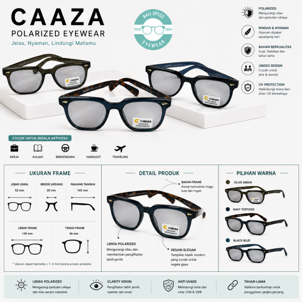 CAAZA Polarized Eyewear – Stylish, Jernih & Lindungi Mata