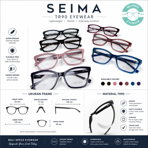 Kacamata Fashion SEIMA TR90 – Stylish, Ringan & Nyaman Seharian