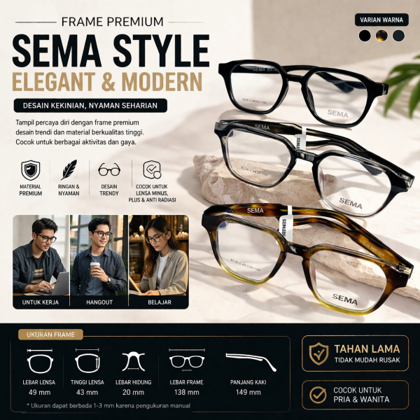Kacamata Frame Premium Transparan – Stylish, Ringan & Nyaman Seharian