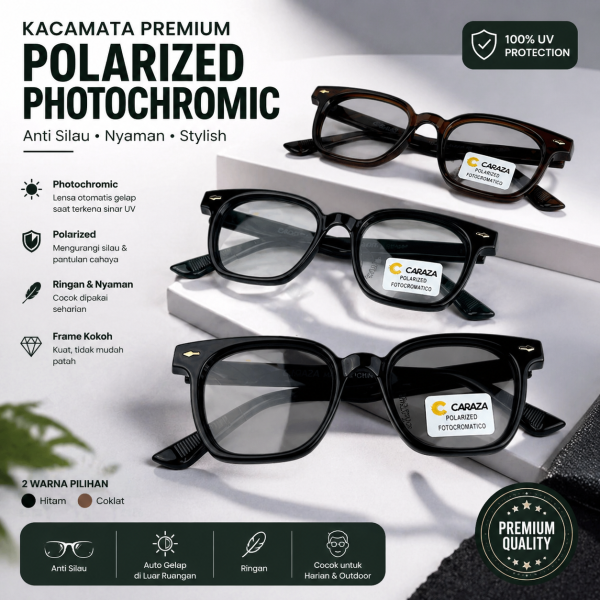 Kacamata Pria Premium Polarized Photochromic – Anti Silau & Nyaman Seharian