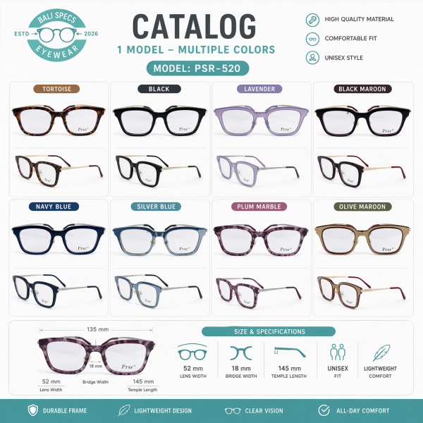 Frame Kacamata Premium Kombinasi Metal  – Elegan & Ringan (Unisex)