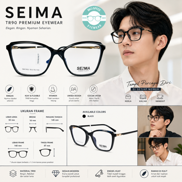 Kacamata SEIMA TR90 Premium – Elegan, Ringan & Tahan Lama