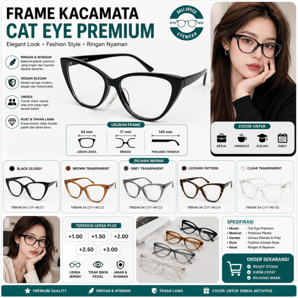 RAME KACAMATA PREMIUM CAT EYE-Korea Style