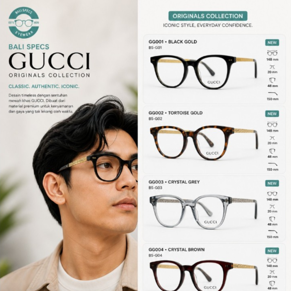 ame Kacamata Premium GUCCI Style – Simpel, Elegan & Nyaman Dipakai